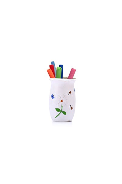 Bosphorus Pen Holder Flowered Polyresin Model Office Supplies 7X7X10Cm