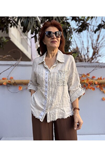 DenizEge Italian Kuşgözü K Linen Shirt Stone