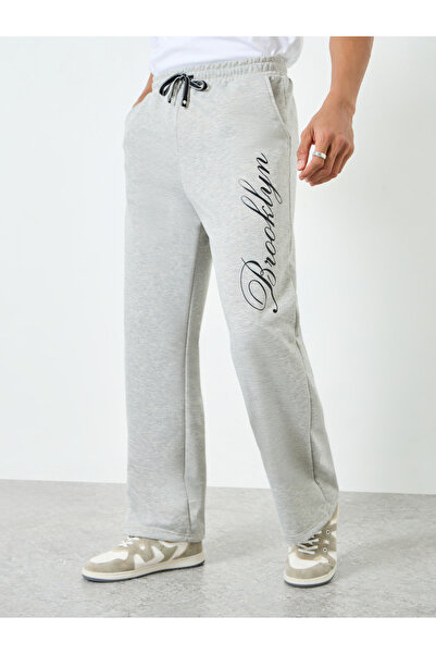 Styli Men Grey Printed Oversized Joggers