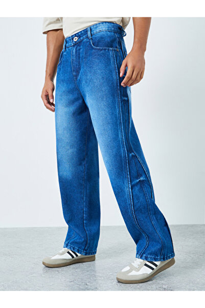 Styli Men Blue Loose Fit Faded Jeans