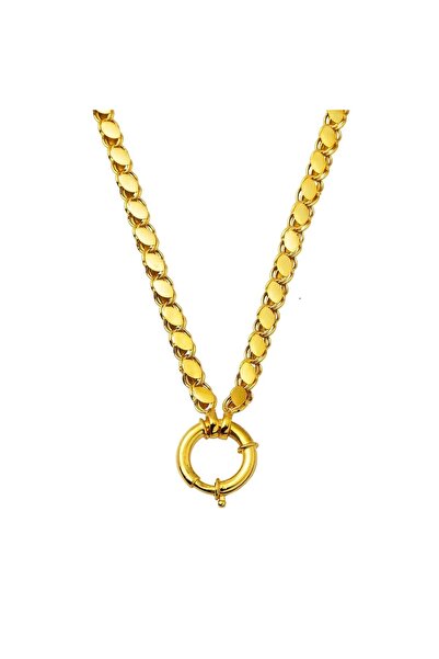 Harem Altın Gemici Kilitkli Pullu Halep Zincir Kolye ZKU244
