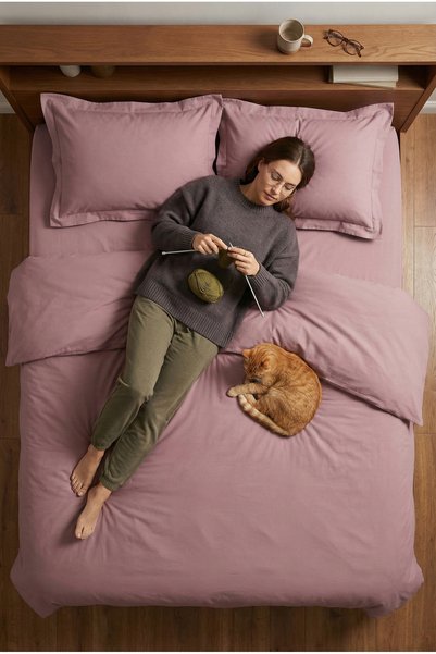 NESCO Gül Kurusu %100 Pamuk King Size 220x240 Nevresim Takımı | 180x200x30 Lastikli Çarşaf + 4 Yastık