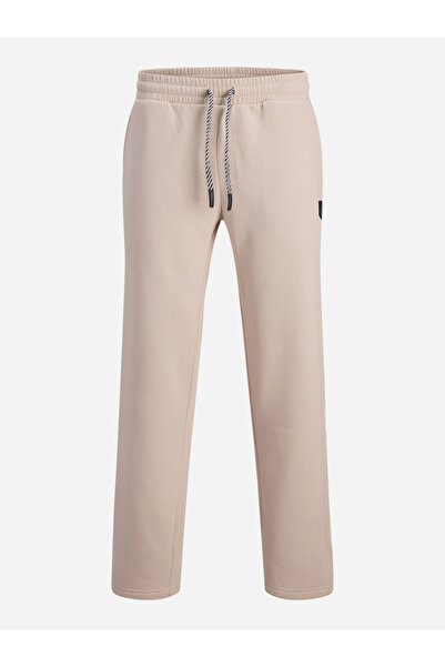 Jack & Jones Cream Cotton Blend Solid Joggers