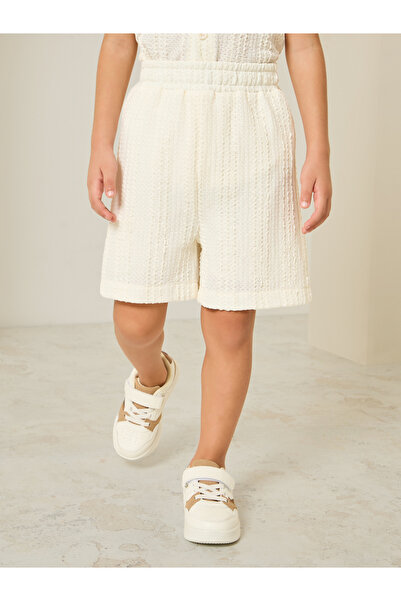 Styli Kids White Textured Shorts