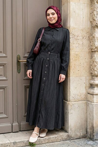 InStyle Black Double Suit with Buttoned Skirt and Shirt