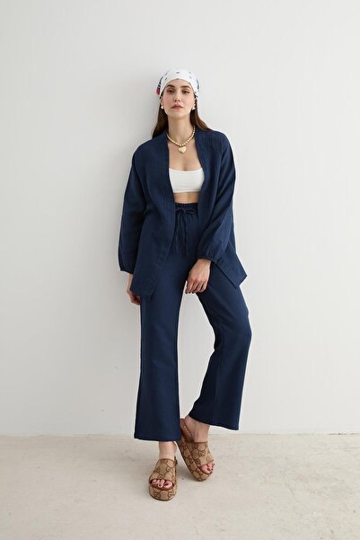 LEVURE Kadın Müslin Gömlek LACİVERT