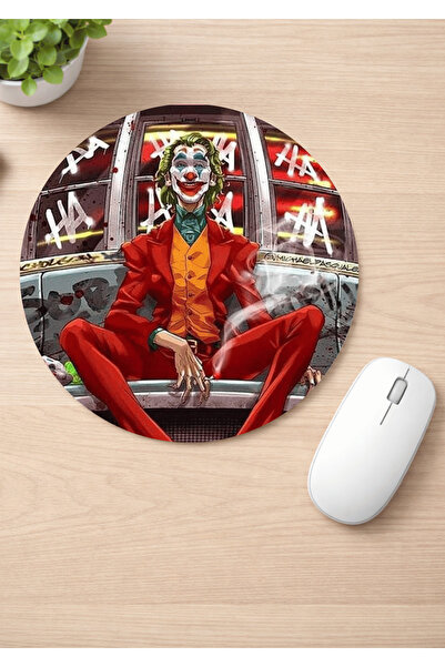 Eylül Design لوحة ماوس مستديرة مطبوعة بتصميم الجوكر، لوحة ماوس مريحة مضادة لل...