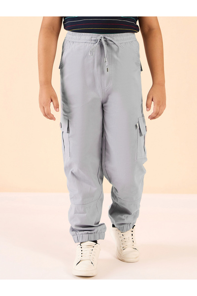 Stylo Bug By Styli Boys Grey Cotton Cargo Pants