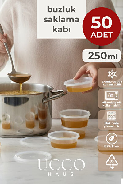 Saatistan 50 Adet 250 ml Sızdırmaz Kapaklı Saklama Kabı, Buzluk ve Mutfak Org...
