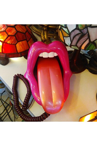 SUPERSTOK Pembe Dudak Dil Şeklinde Ev Telefonu Dekoratif İlginç Hediyelik Pop...