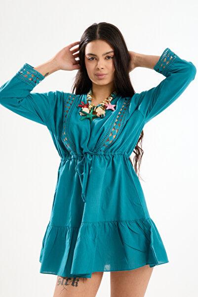 Moda Days Women's Tie-Detail Strapless Cropped and Slit Pareo Skirt Double Be...