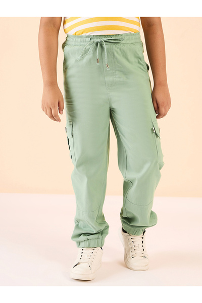 Stylo Bug By Styli Boys Green Cotton Cargo Pants