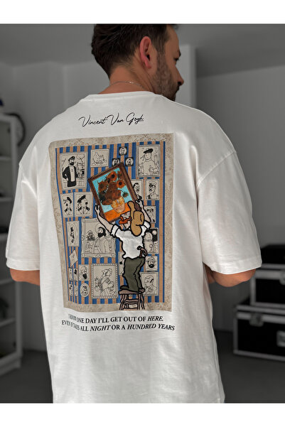 BYBASICMAN Beli Vincent Patchli Oversize kroj T-shirt SW-5083