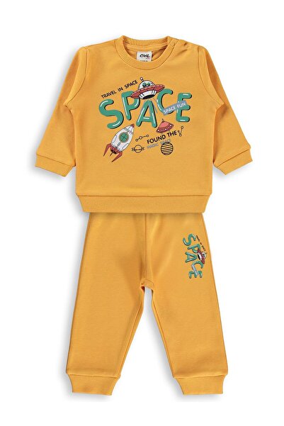 Civil Baby Space Baskılı 6-18 Ay Takım - Hardal