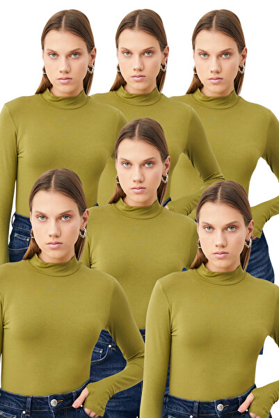 Bipantolon Women's 6-Piece Oil Green Finger Rings