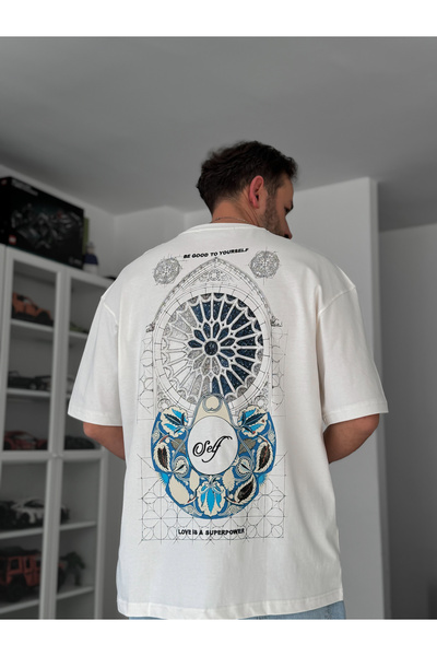 BYBASICMAN Bela strana Vezena Leđa Štampano Oversize kroj T-shirt SW-5056