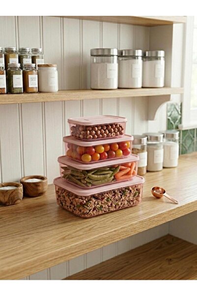 cook&kitchen Follow Me Mono Storage Container Set of 4 Pink