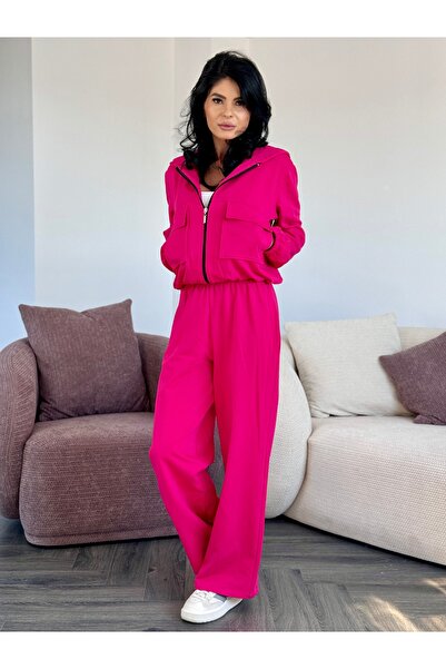 RAMONA BADESCU EXCLUSIVE Γυναικείο σετ casual αθλητικού στυλ σε φούξια χρώμα ...