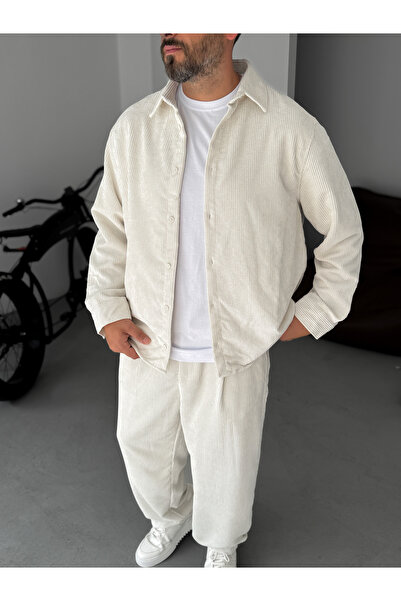 BYBASICMAN Ecru Osnovni Somot Košulja TW-7001