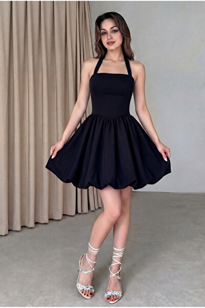 ALFUDO Moda Collection Women's Evening Dress Halter Neck Mini Dress with Ruff...