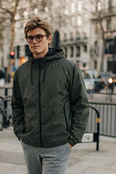 DAMGA JEANS Men's Pocketed Elite Comfort Lined Khaki Raincoat & Windbreaker