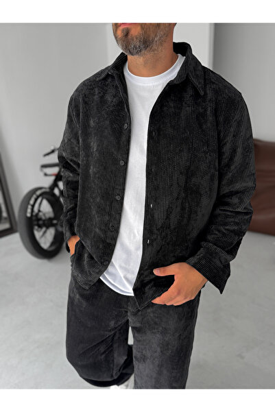 BYBASICMAN Crna Osnovni Somot košulja TW-7001