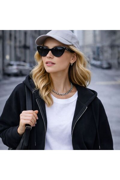 mirvia نظارات شمسية نسائية سوداء على شكل عين القطة بتصميم عصري أنيق مع زجاج م...