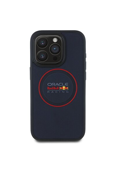 Red Bull Husă MagSafe din piele cu inel roșu pentru iPhone 15 Pro Max - Neagră