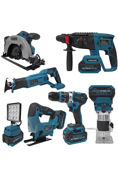 haktaş HKT747 Yeni Nesil Mavi 7li Şarjlı Set 36V 3ah (Kırıcı Delici,Vidalama,...