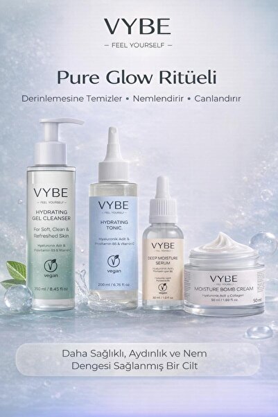 VYBE FEEL YOURSELF Yüz Temizleme Jeli, Tonik, Serum ve Nemlendirici Yüz Kremi...