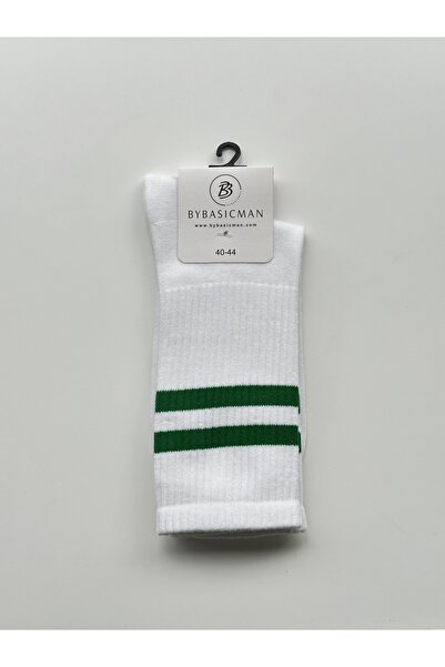 BYBASICMAN Șosete verzi închis, pereche de cu dungi