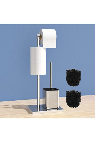 Susswiff Standing Toilet Paper Holder with Toilet Brush - Stainless Steel Toi...