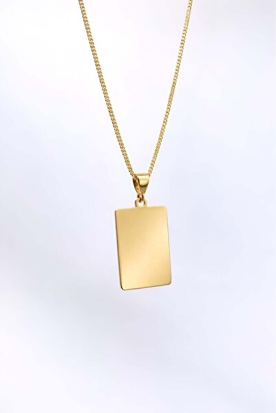 byBurak GOLD Dikdörtgen Plaka Kolye Ucu - KLU0582