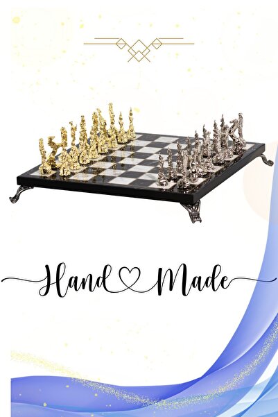 Metalicraft Mc75 Far East Figured Metal Chess Set - 30cm with Marble Patterne...