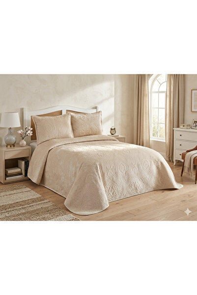 Dinarsu Yatak Örtüsü Seti 3 Parça Çift Kişilik 230x250 Olivia Mocha