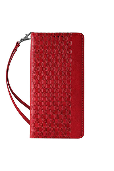 OEM Magnet Strap Wallet Stand Case for iPhone 14 Plus, Red