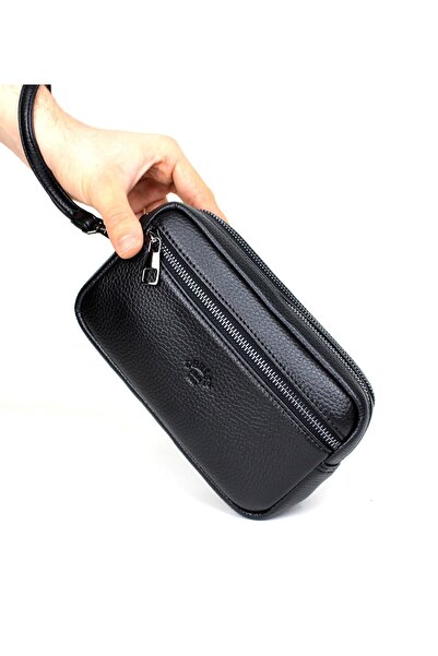 deri,se club Men's Black Multi-Compartment Card Holder Detailed Luxury Hand a...