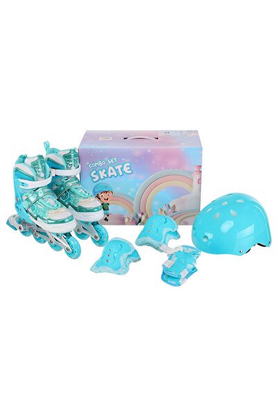 OEM Children's Roller Skate Set With Light-Up Wheels, With Helmet And Full Pr...