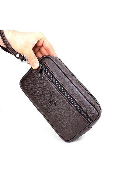 deri,se club Men's Brown Multi-Compartment Card Holder Detailed Luxury Hand a...