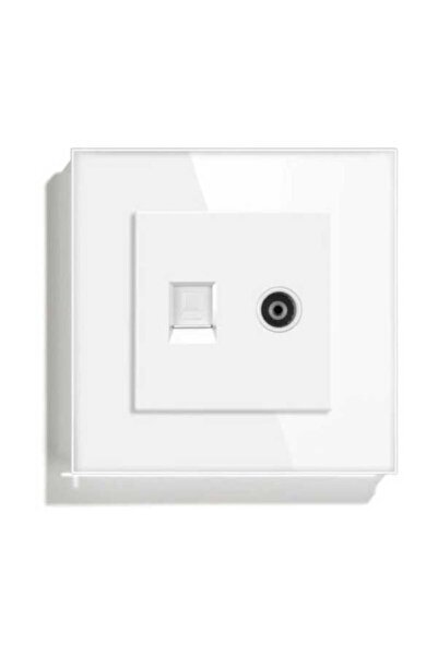 SimpluAcasa ClassLights TV + Internet Socket RJ45 Cat6 White, Tempered Glass ...