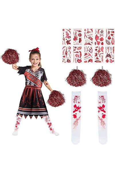 OEM Costum de majoreta pentru fete, Lixstyea, roșu, cu accesorii, mărime 120