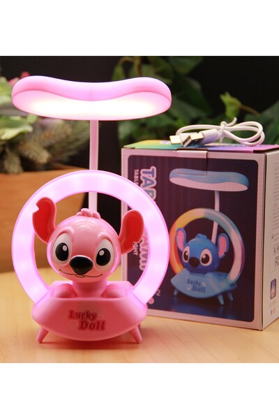 HEDİYEBİZİZ Pembe STİTCH Gece Lambası Şarjlı