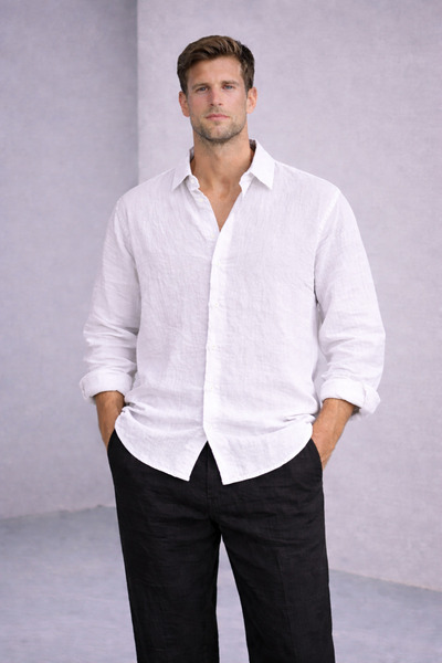 çerme Cămașă albă pentru bărbați, model supradimensionat croială in