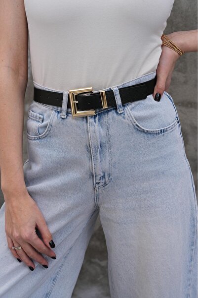 MODAM HİFA Square Gold Buckle Women's Belt Trouser Belt Dress Belt Shirt Belt...