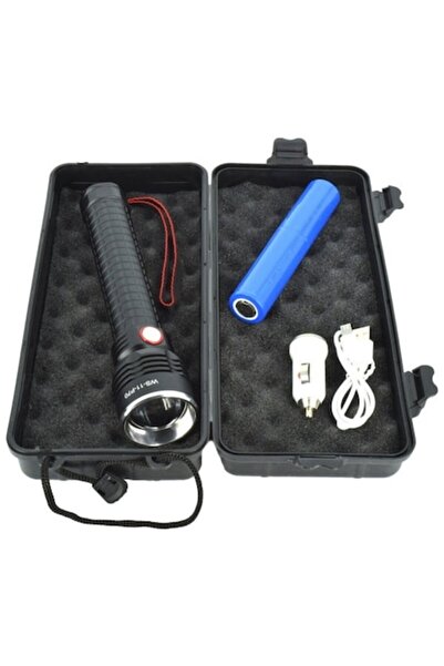 OEM Rechargeable LED flashlight, black, 22x4.8cm, strobe function