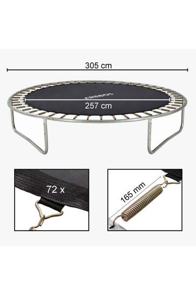 arebos Saltea de sărituri pentru trambulină 305 cm 72 inele de deschidere 165 mm