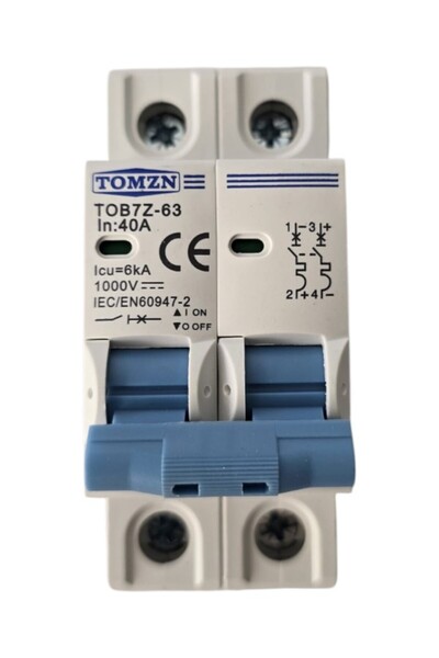TOMZN Siguranta automata de curent continuu 2P, 40A DC, 1000VDC, instalare pe...