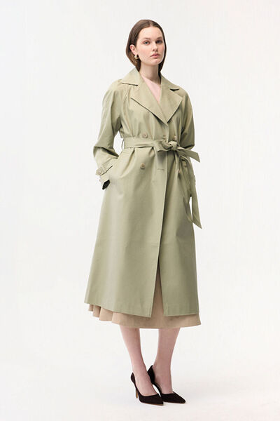 adL Kemer Detaylı Uzun Trençkot