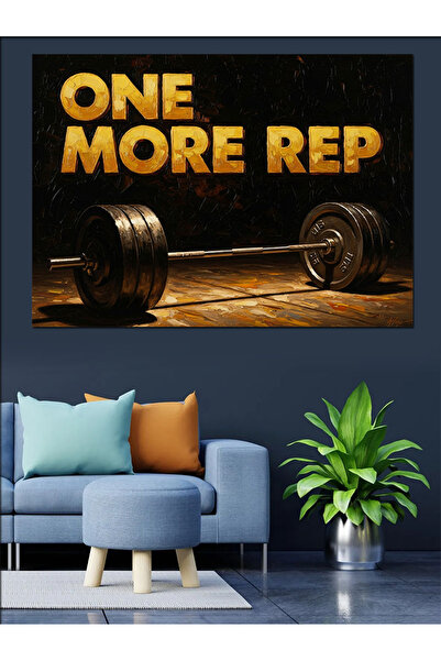 Tablo Mega One More Rep Fitness Motivasyon Dekoratif Kanvas - Mdf Ahşap Tablo