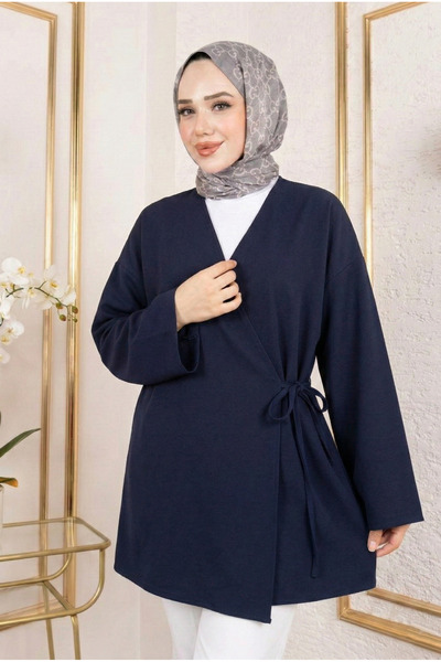 Lunsera Store Yan Tie-Detail Atlas Tunic-Navy Blue